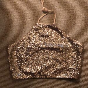 sequined halter top